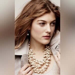 Stella & Dot Grace Pearl Two Tone Cluster Statement Bib Y2K Adjustable Necklace